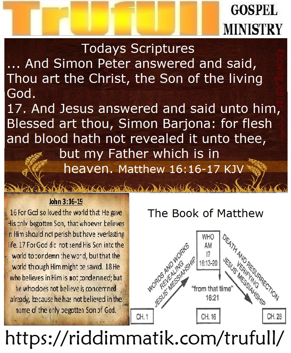 Wednesdays’ – Matthew 16 16-17 KJV